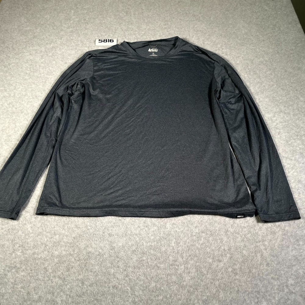 REI Co-op Base Layer Mens Large Gray Long Sleeve Performance Hiking Pullover